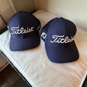 Set of 2 Titleist Pro V1 & Foot-Joy Golf Hats - Navy Blue
